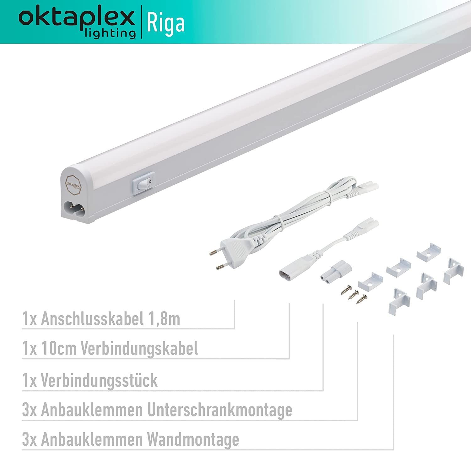 Oktaplex lighting LED Unterbauleuchte Küche LED Riga 54cm 810lm 9W, Ein-/Ausschalter, LED, warmweiß, 3000K Küchenunterbauleuchte erweiterbar Küchenlicht 230V – Bild 2 von 5
