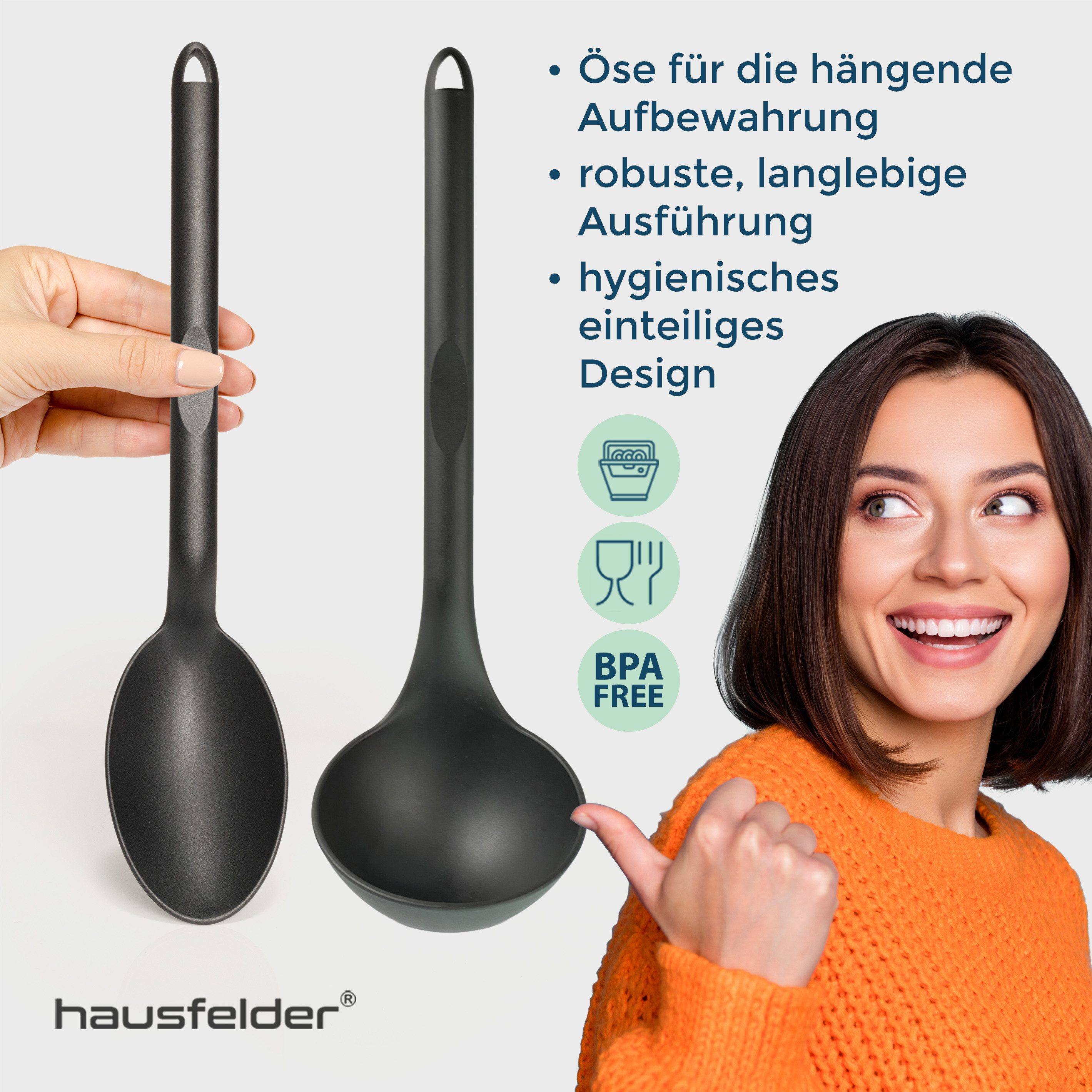 Thumbnail - Hausfelder Schöpfkelle Hausfelder KÜCHENHELFER Set (1 x Schöpfkelle, 1 x Schöpflöffel), (2er Set, 2-St) 2er Set zum Koch...
