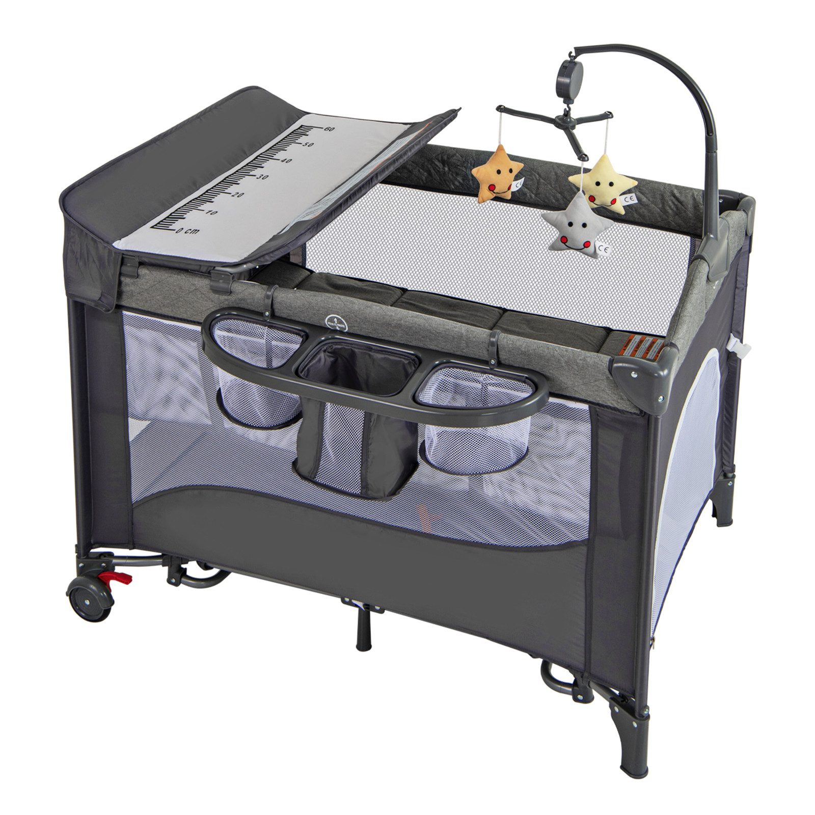 COSTWAY Beistellbett, 5 in 1 Babybett, Reisebett, höhenverstellbar, mit Rol günstig online kaufen