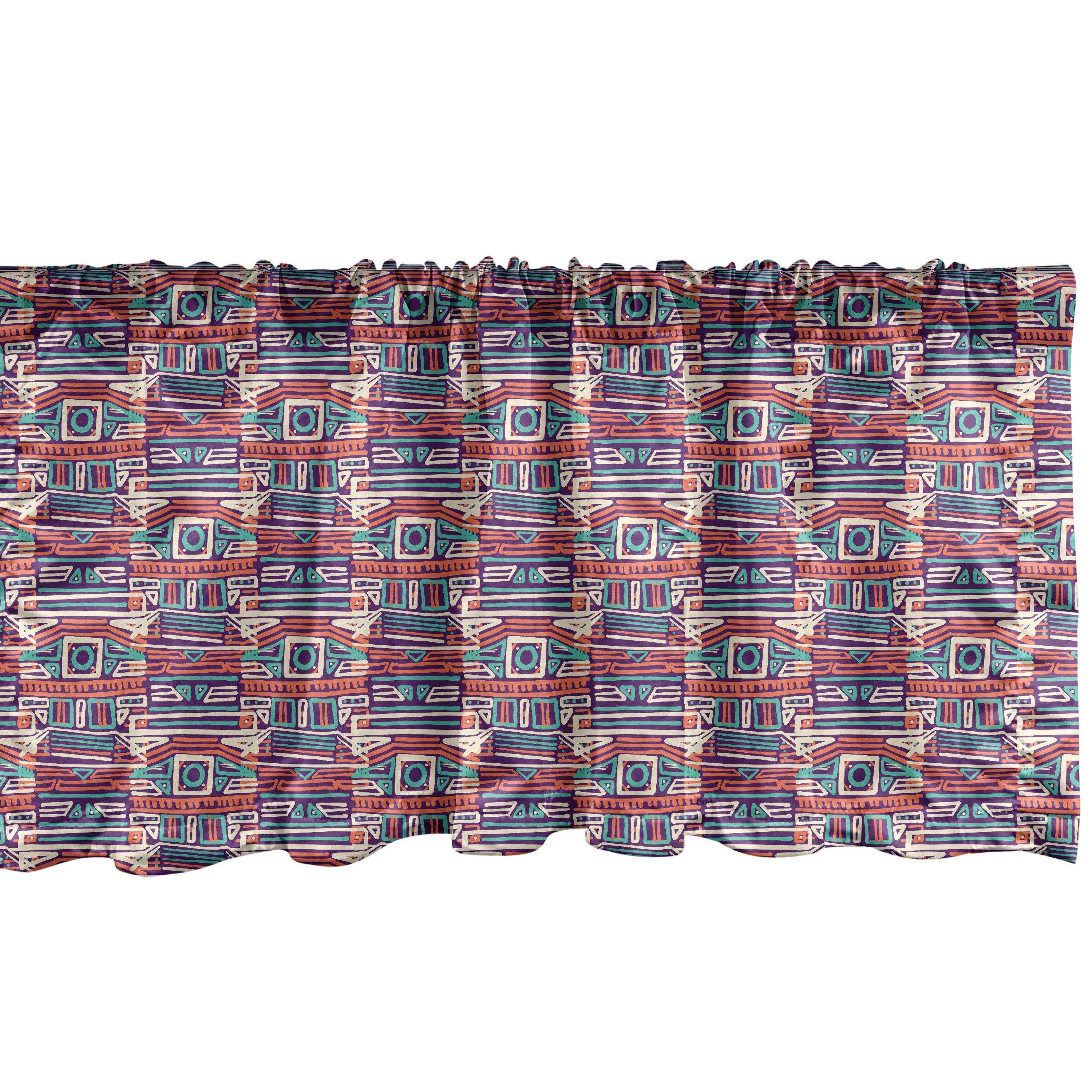 Scheibengardine Vorhang Volant für Küche Schlafzimmer Dekor mit Stangentasche, Abakuhaus, Microfaser, afrikanisch Einheimische Funky Boho Motive