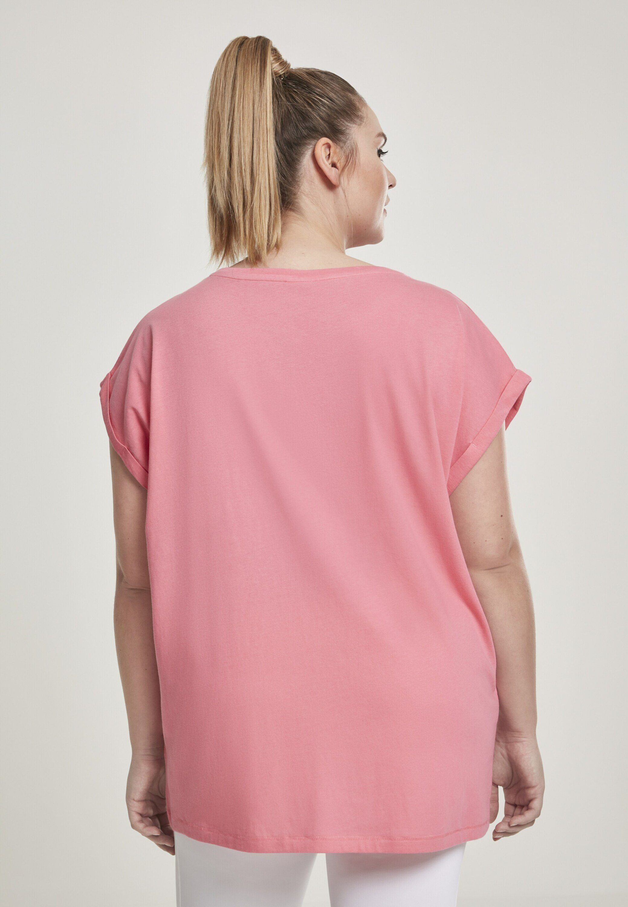 URBAN CLASSICS T-Shirt (1-tlg) Details, Shoulder Detail Weiteres pinkgrapefruit Extended Plain/ohne TB771