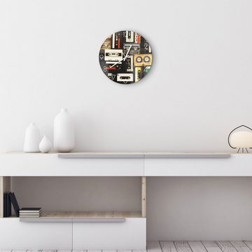 DEQORI Wanduhr 'Mixtape-Komposition' (Glas Glasuhr modern Wand Uhr Design Küchenuhr)