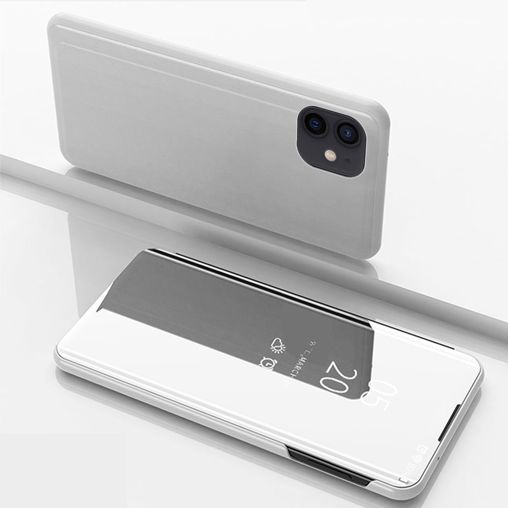 FITSU Handyhülle Spiegel Hülle für iPhone 12 Handytasche, Schlanke Klapphülle, elegantes Flipcase, Handyhülle mit Standfunktion
