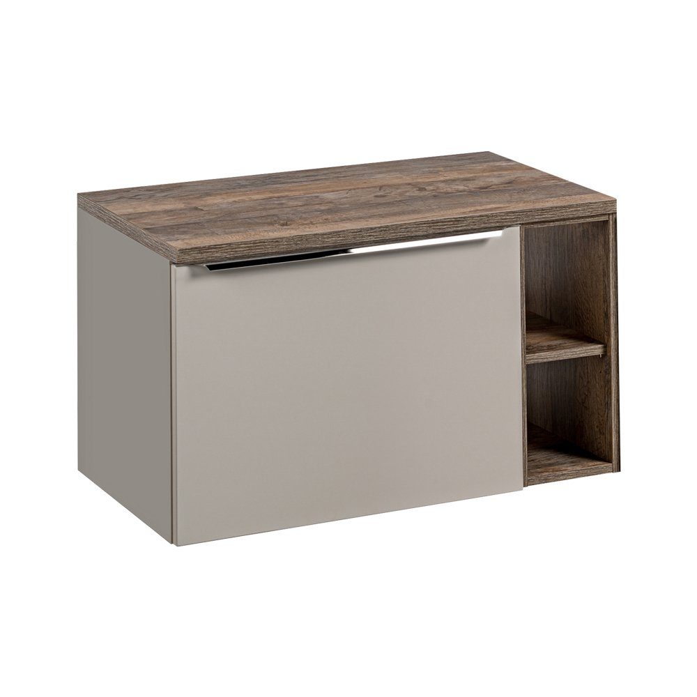Lomadox Badmöbel-Set PUEBLA-56-TAUPE, (Spar-Set), in Vitage Oak mit Taupe, ca. 80,4/48,5/46 cm
