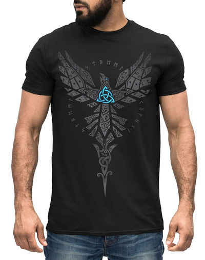Neverless Print-Shirt »Herren T-Shirt Rabe Munin Raven Odin Valknut Valhalla Wikinger Nordmänner Mythologie Runen Neverless®« mit Print