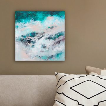 OneMillionCanvasses® Leinwandbild Abstrakt - Meer - Blau - Farbe, (1 St), Leinwand Bilder für Wohnzimmer Schlafzimmer, 20x20 cm