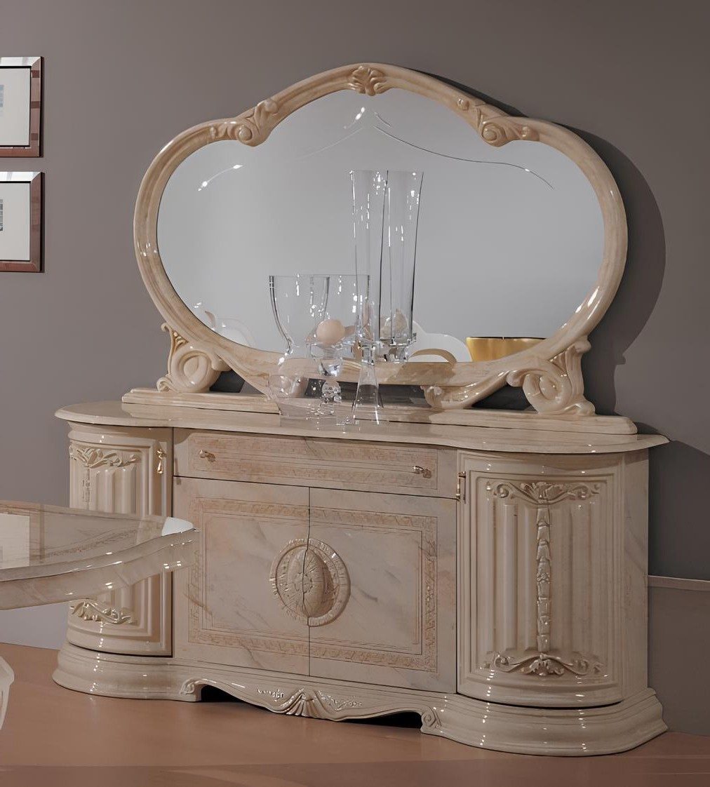 Xlmoebel Anrichte Luxus Wohn Esszimmer Set 2-tlg. Tisch und Vitrine klassisch (Wohn Esszimmer Set, 2-tlg. Tisch und Vitrine), Made in Europa