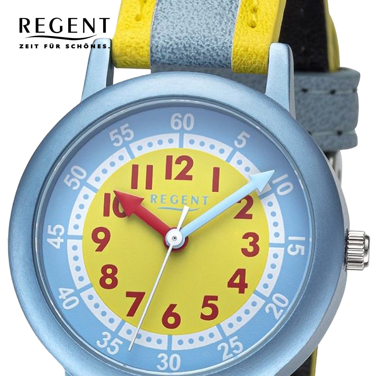 Regent Quarzuhr Regent Kinderuhr Armbanduhr Analog, (Analoguhr), Kinderuhr Armbanduhr rund, extra groß (ca. 29,5mm), PURarmband