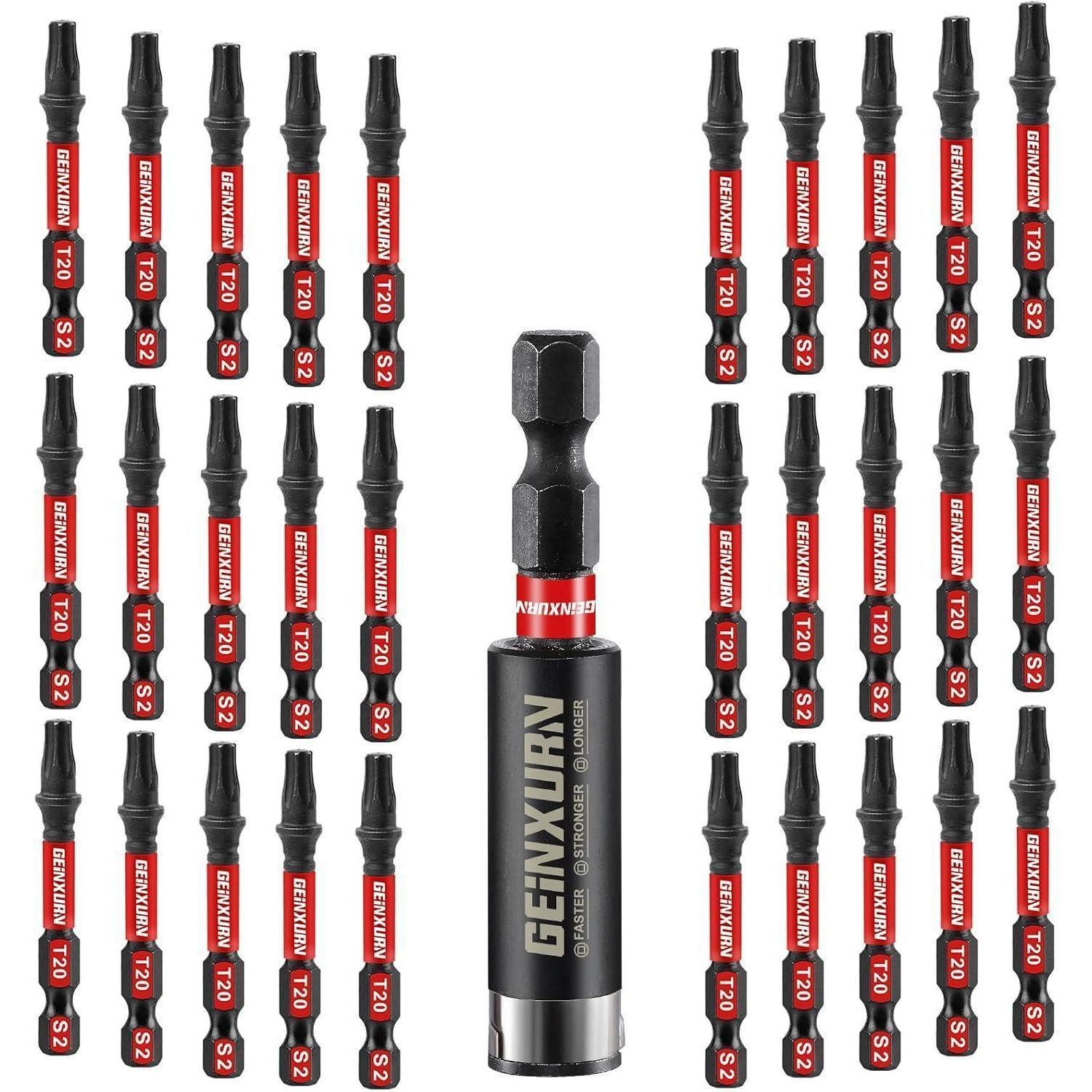 LuxusKollektion Torx-Bit Schrauberbitsatz T20 Torx 50mm 30 Stück Schlagfest