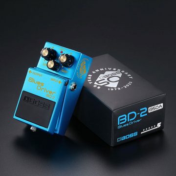 Boss by Roland E-Gitarre BD-2 Blues Driver Overdrive Pedal Anniversary Edition, Kreativ-Bundle, mit Patchkabel