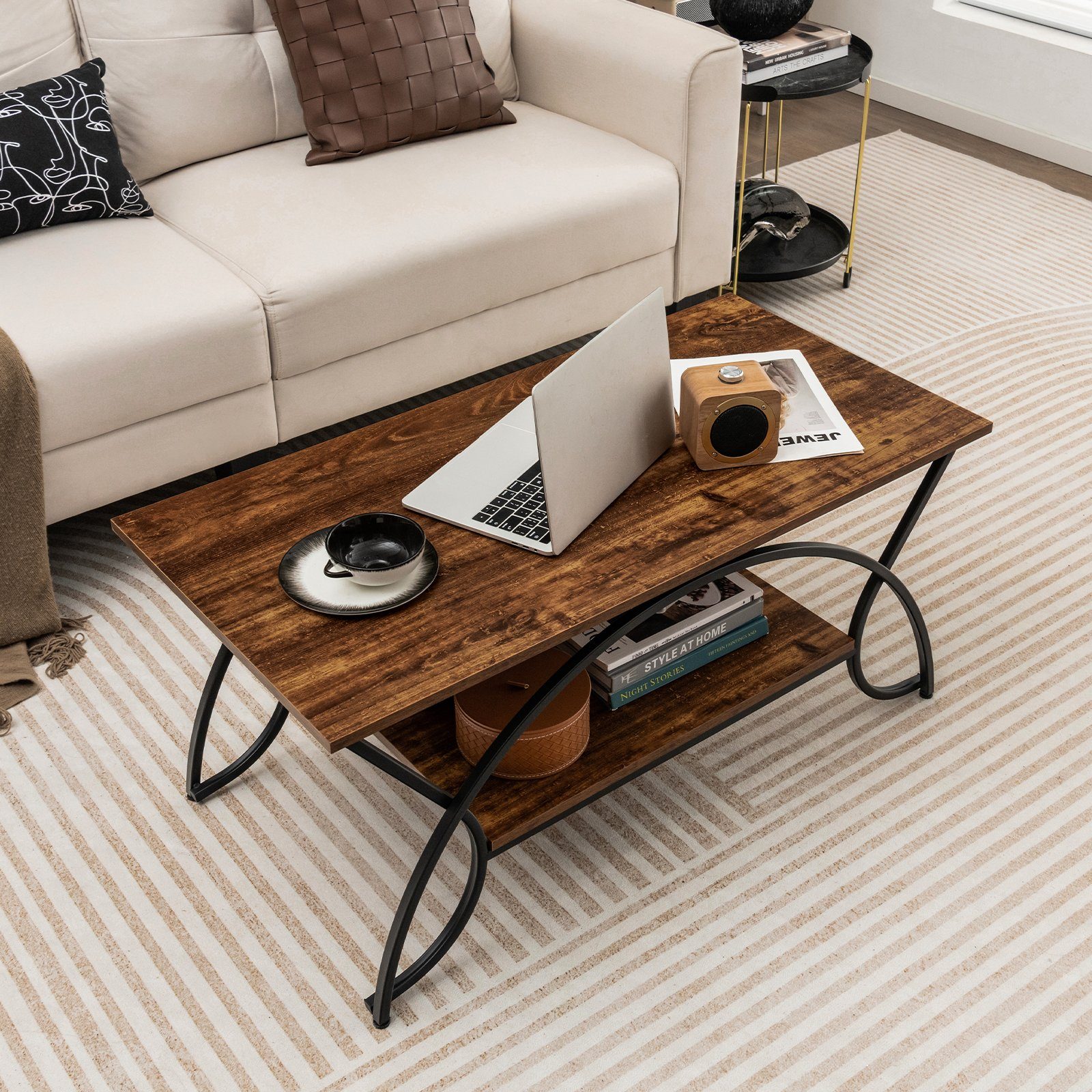 COSTWAY Couchtisch Marmor, mit Ablage & günstig online kaufen