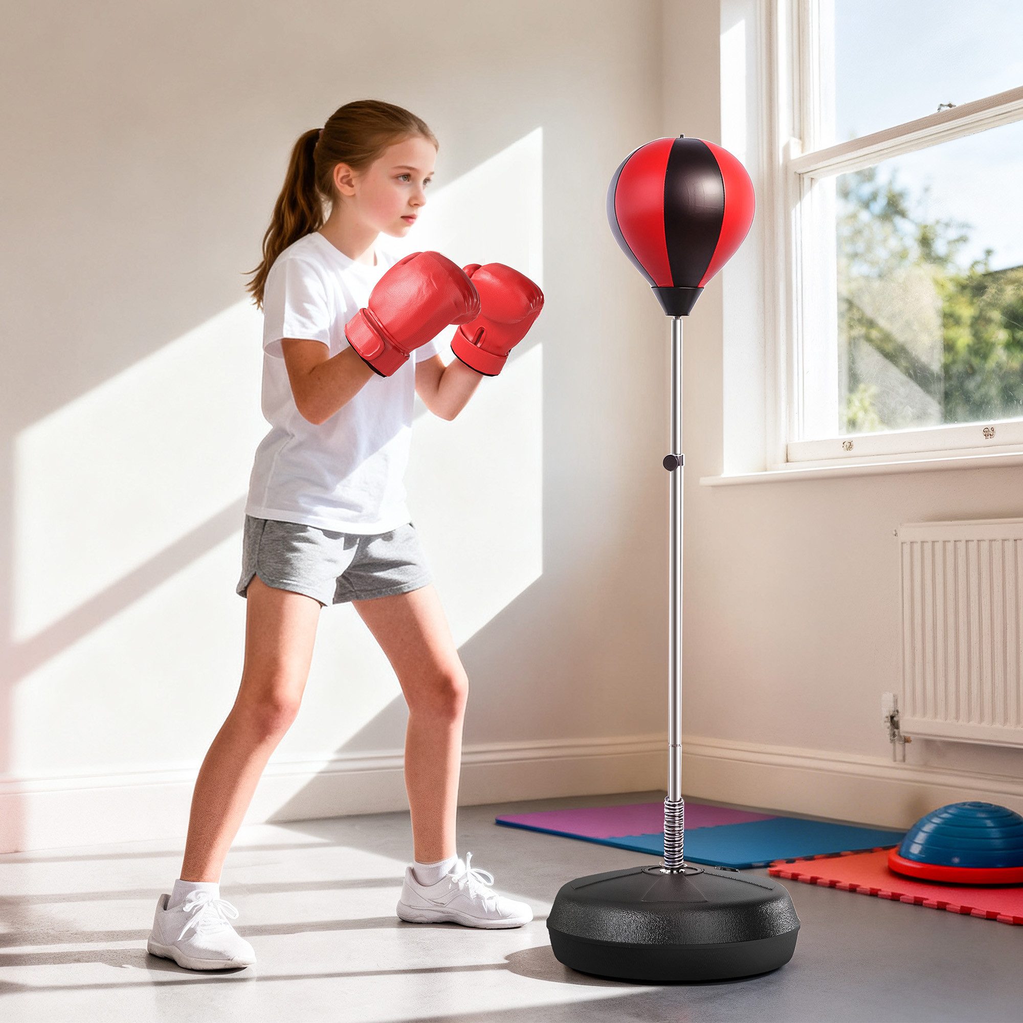 Punchingball Set höhenverstellbar mit 1 paar Handschuhe 1 Pump