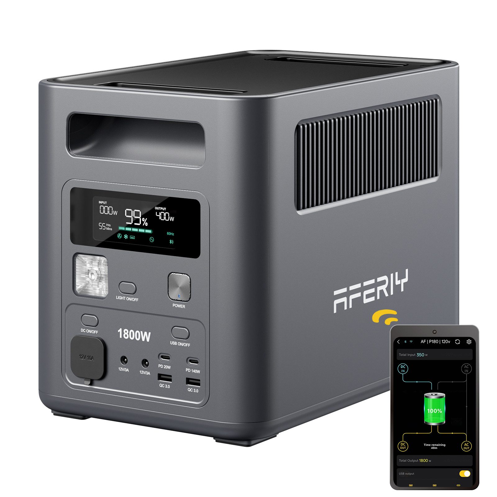 AFERIY Stromerzeuger Nomad1800, 1024Wh 1800W Tragbares Kraftwerk