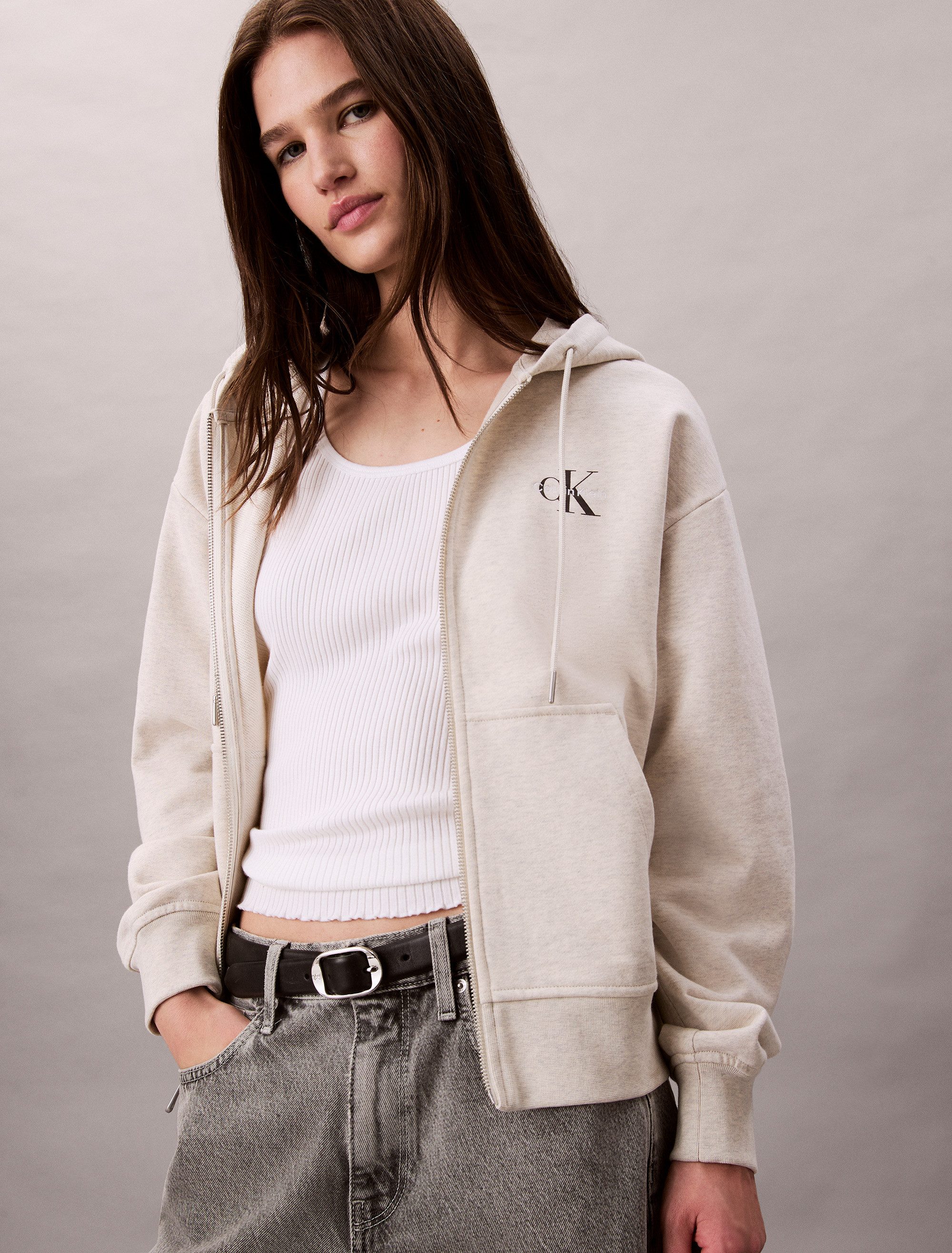 Calvin Klein Jeans Sweatjacke Mit Rundhalsausschnitt günstig online kaufen
