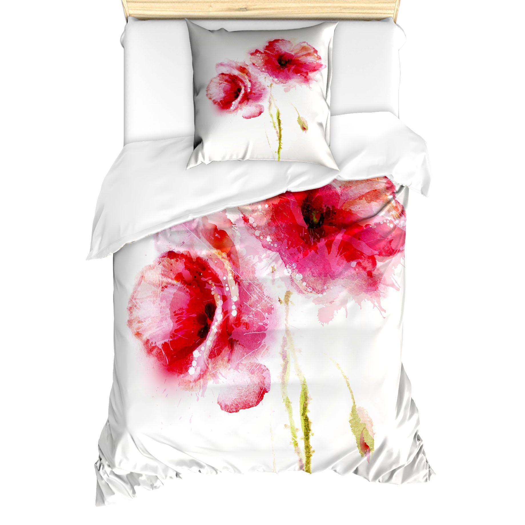 Abakuhaus Bettwäsche Milbensicher Allergiker geeignet mit Kissenbezug, Microfaser, Floral Garten Mohnblumen