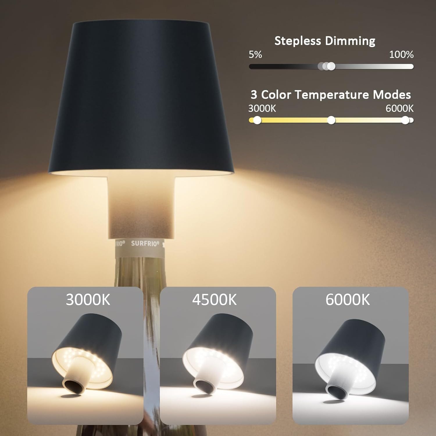 POPOLIC Dekolicht 2 Stück LED Akku Flaschenlampe, 5200mAh dimmbare Tischlam günstig online kaufen