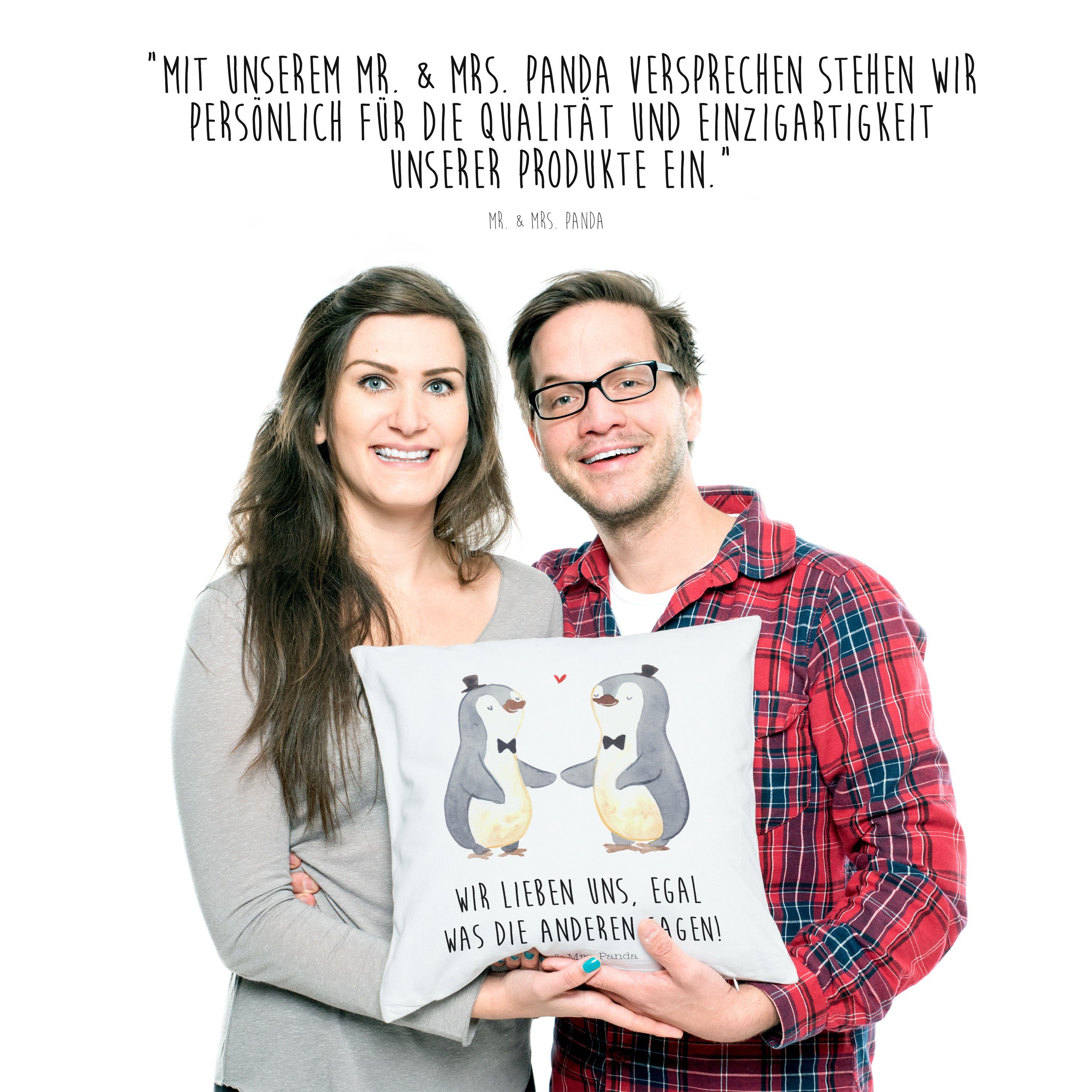Weiß - Dekokissen Pride Panda Hochzeitsfe & Mrs. Mr. Motivkissen, - Pinguin Gay Geschenk, Pärchen