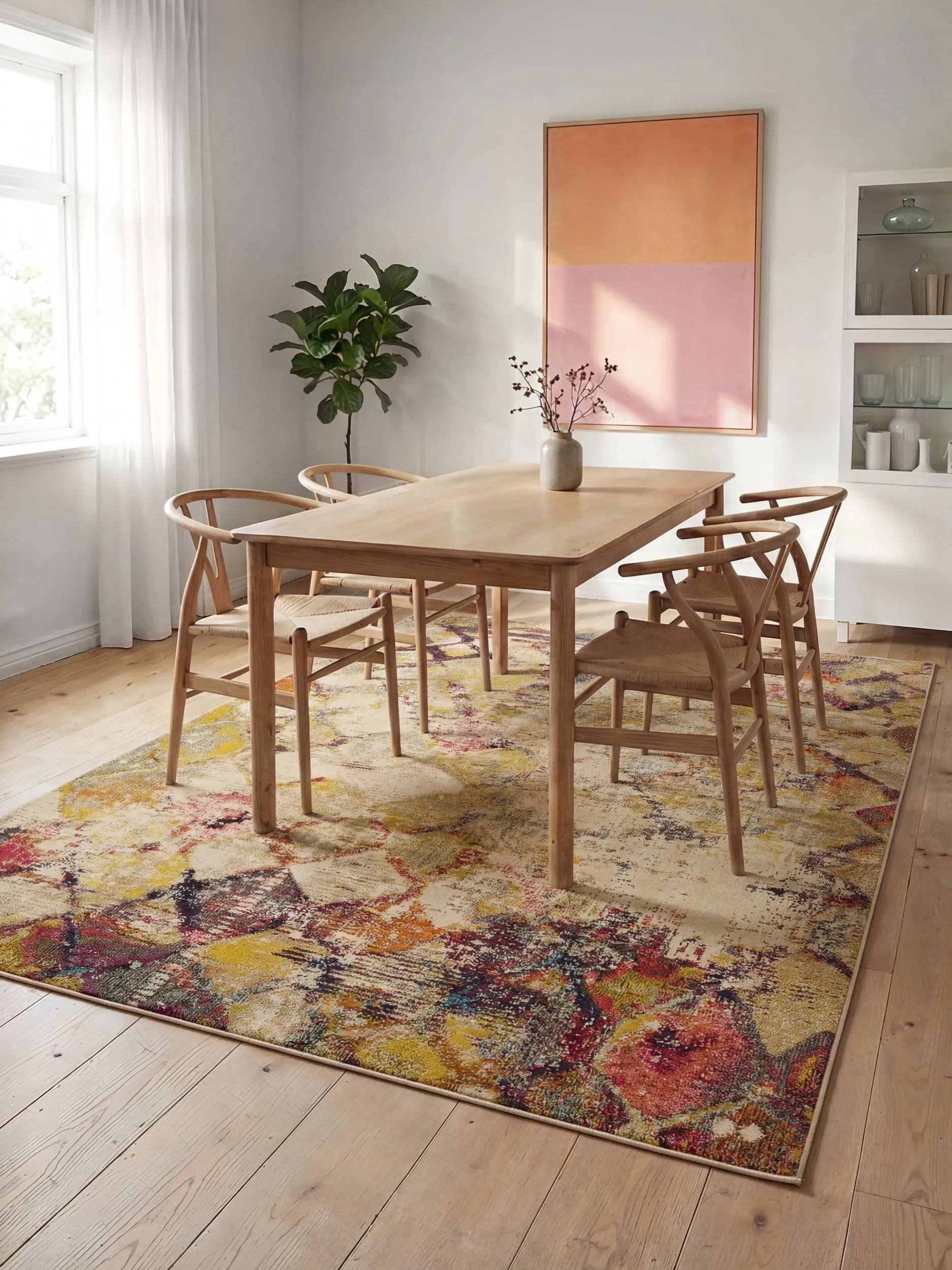 benuta Teppich Casa, rechteckig, Höhe: 11 mm, Teppich Wohnzimmer, Esszimmer, Schlafzimmer, Flur, Farbenfroh, Retro