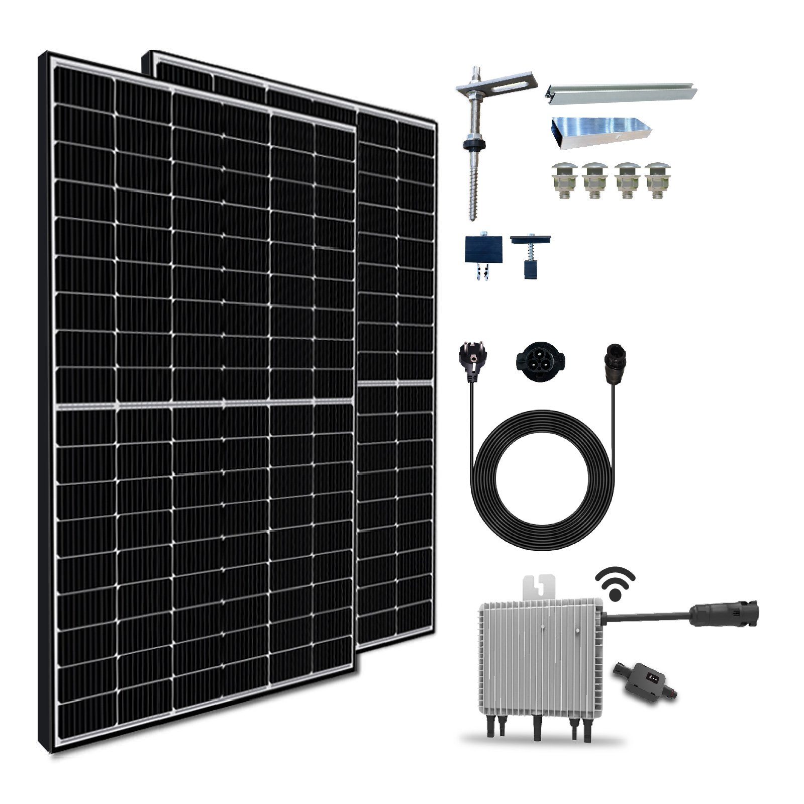 Deye Generation PV-Montage Campergold Balkonkraftwerk Komplettset 830W WIFI Stockschrauben, Wechselrichter Solaranlage Mit Neu mit 800W Relais