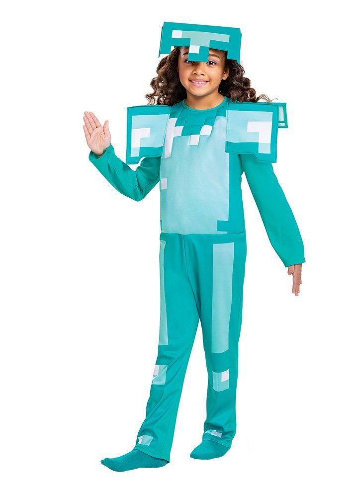 Metamorph Kostüm Minecraft - Diamantrüstung Kostüm für Kinder, Das Kostüm für mehr Pixel im Real Life!