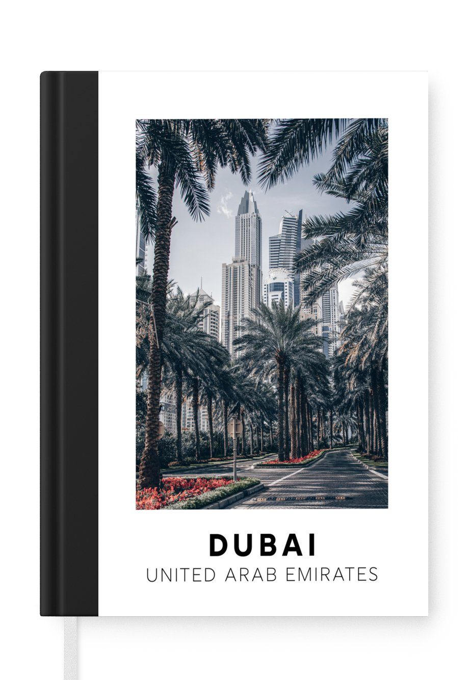 MuchoWow Notizbuch Dubai - Palme - Architektur, Journal, Merkzettel, Tagebuch, Notizheft, A5, 98 Seiten, Haushaltsbuch