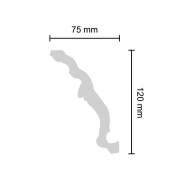 Decosa Zierleiste Decosa Stuckleiste G34, 75 x 120 mm, Länge: 2 m, Kleben, Polystyrol (Styropor), 1-St.