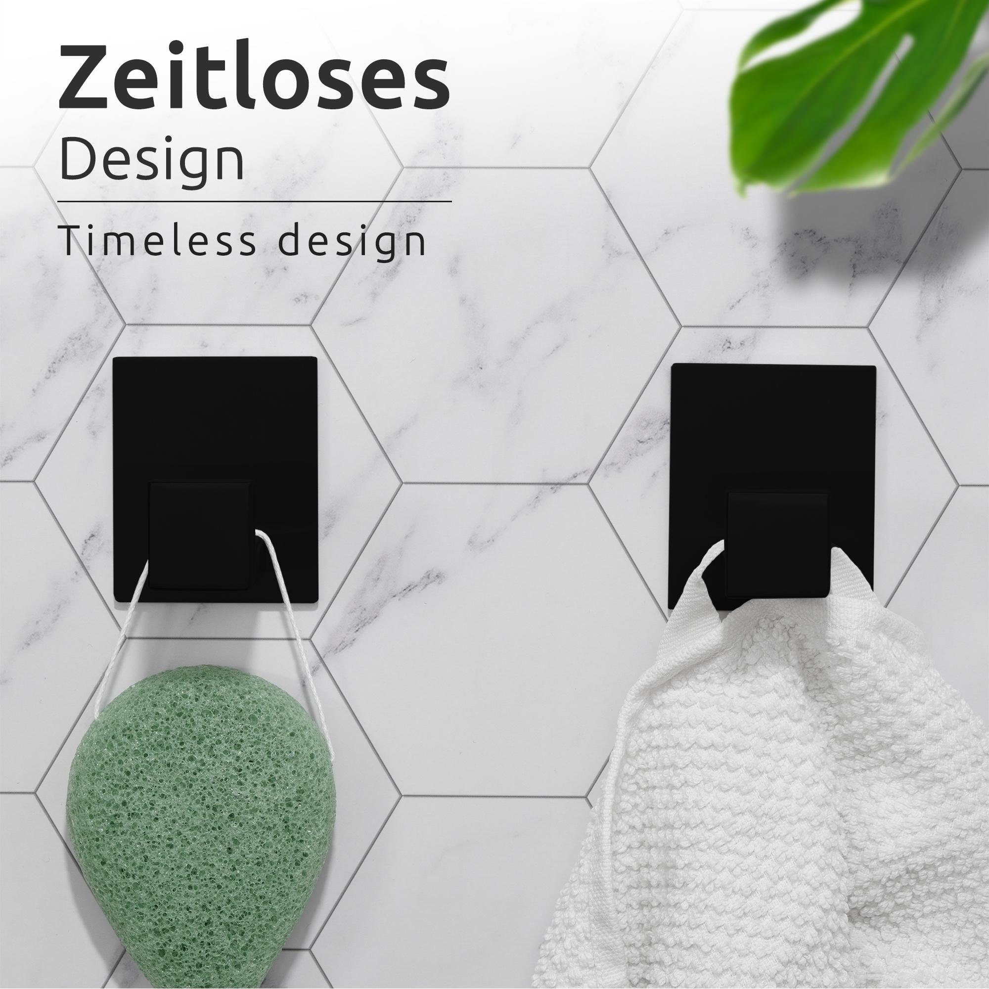 ECENCE Handtuchhalter 2x Handtuchhaken ohne Bohren selbstklebend Schwarz günstig online kaufen