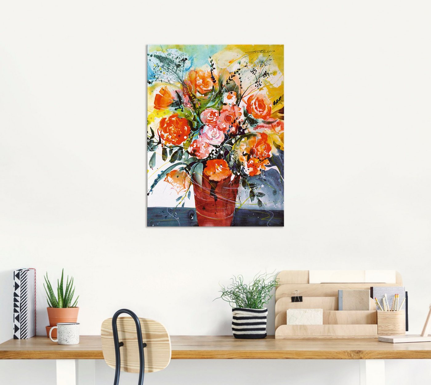 Artland Wandbild »Rosen in brauner Vase«, Blumen (1 Stück), in vielen Größen & Produktarten - Alubild / Outdoorbild für den Außenbereich, Leinwandbild, Poster, Wandaufkleber / Wandtattoo auch für Badezimmer geeignet-HomeTrends
