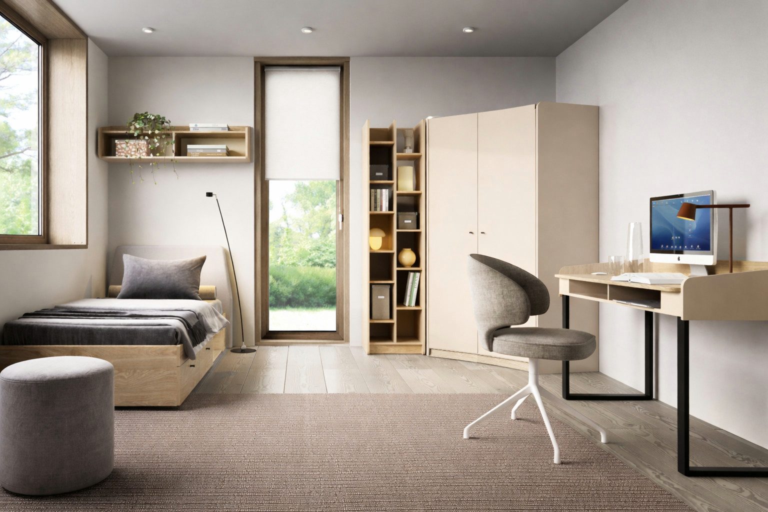 möbel-direkt.de Jugendzimmer-Set Ara in Sand und Eiche, (Komplett Set, 1-tlg., in verschiedenen Varianten oder als Einzelmöbel wählbar), ABS-Kanten, inkl. Matratzenauflage