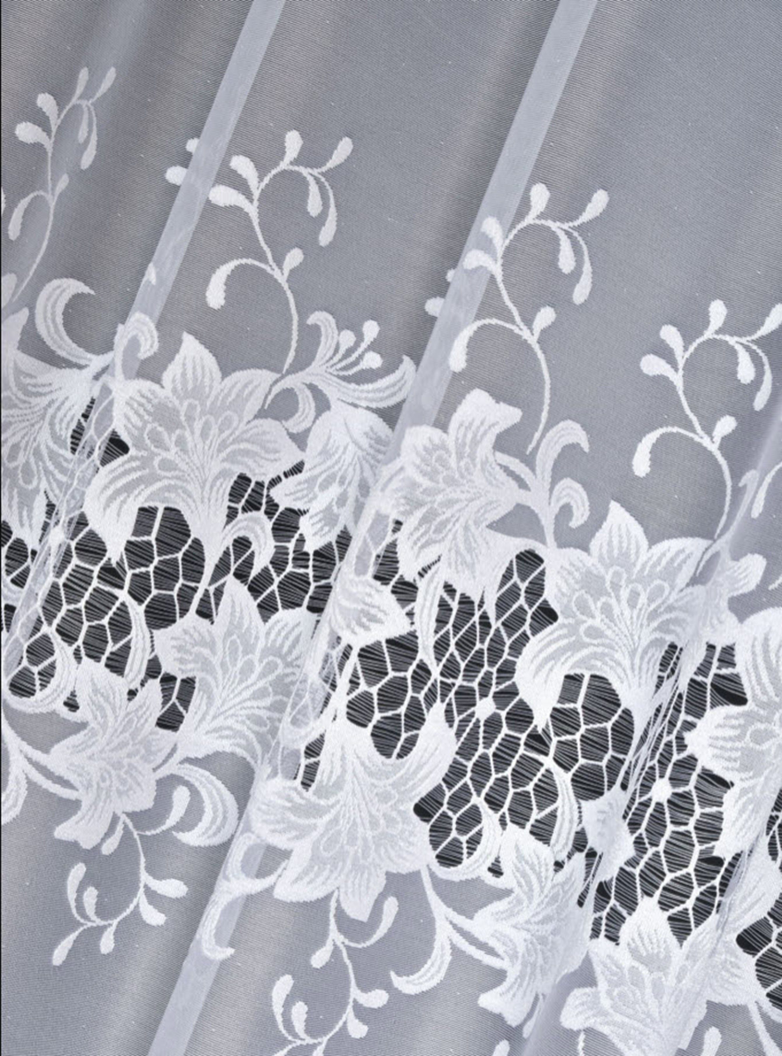 QBTEXTIL Gardine Weiß 31153, halbtransparent, Jacquard-Stoff, Kräuselband günstig online kaufen