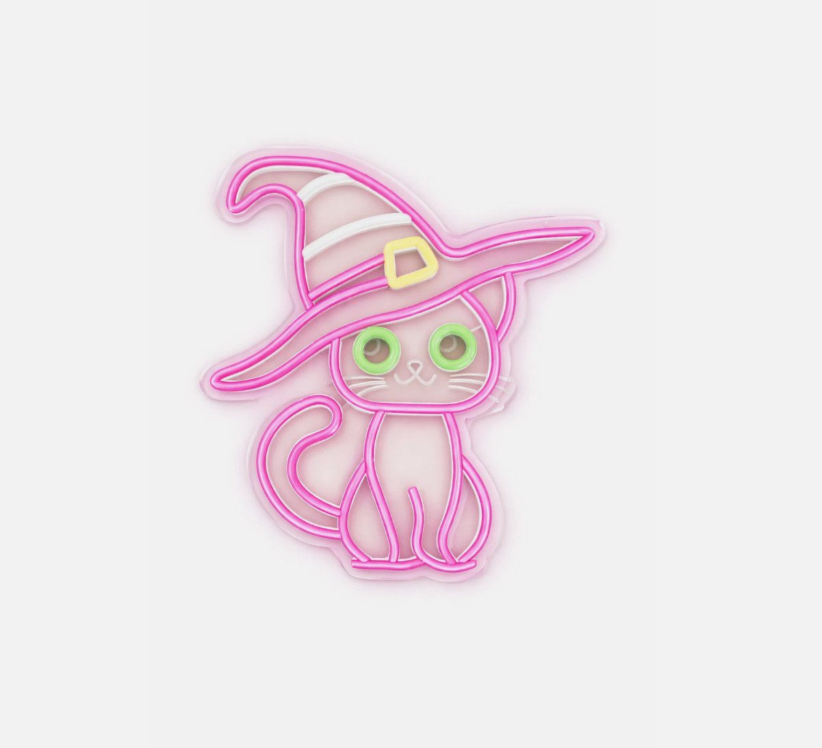 TSE LED Nachtlicht Katze mit Hexenhut Neon Licht LED Wanddeko Halloween Leuchtschild