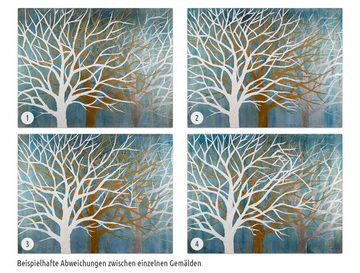 KUNSTLOFT Gemälde Where the Treetops glisten 100x75 cm, Leinwandbild 100% HANDGEMALT Wandbild Wohnzimmer