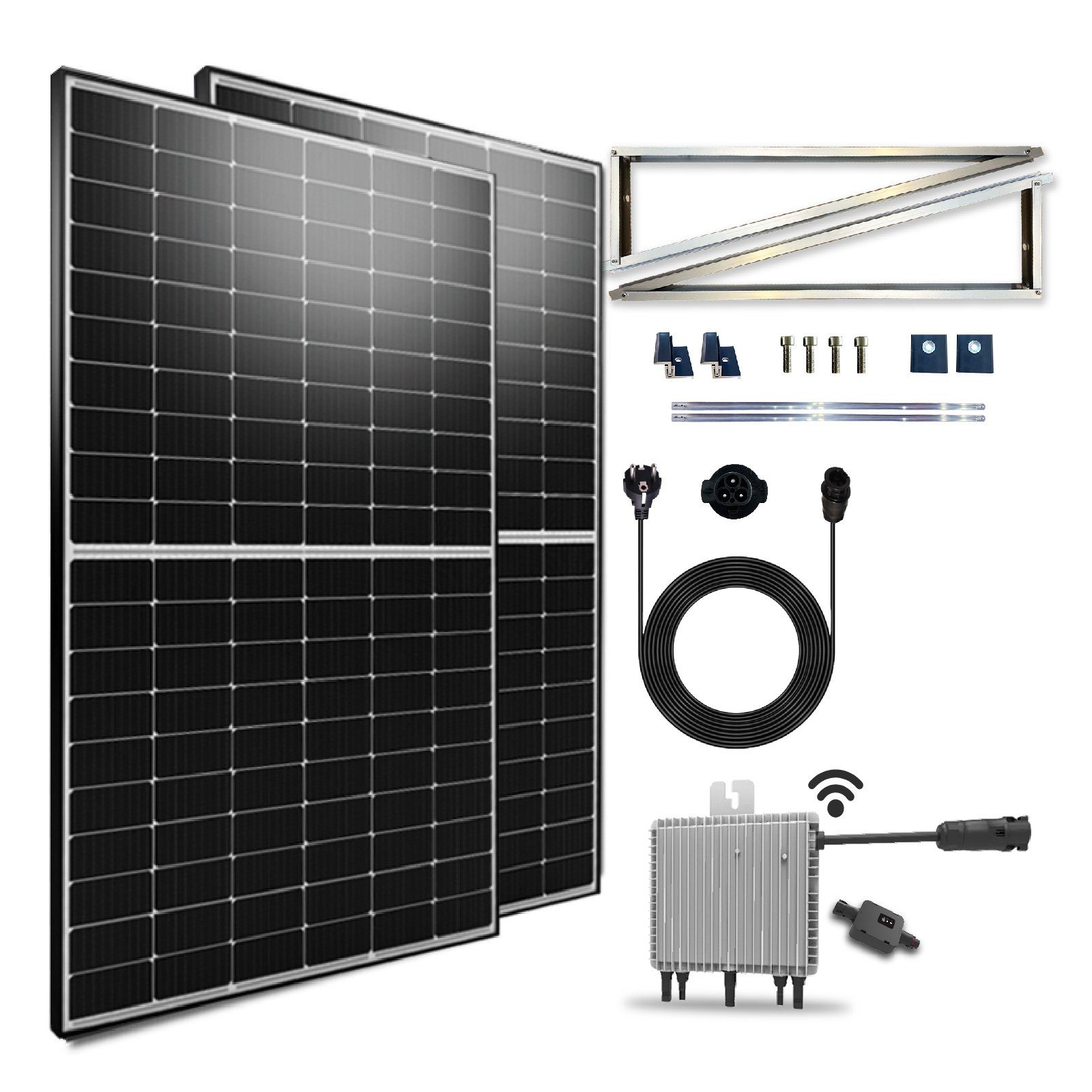 Light(Groß) Premium Solaranlage Balkonkraftwerk Neu Aufständerung Relais WIFI Wechselrichter EPP.Solar Süd mit Generation Deye 800W 1000W PV-Montage,