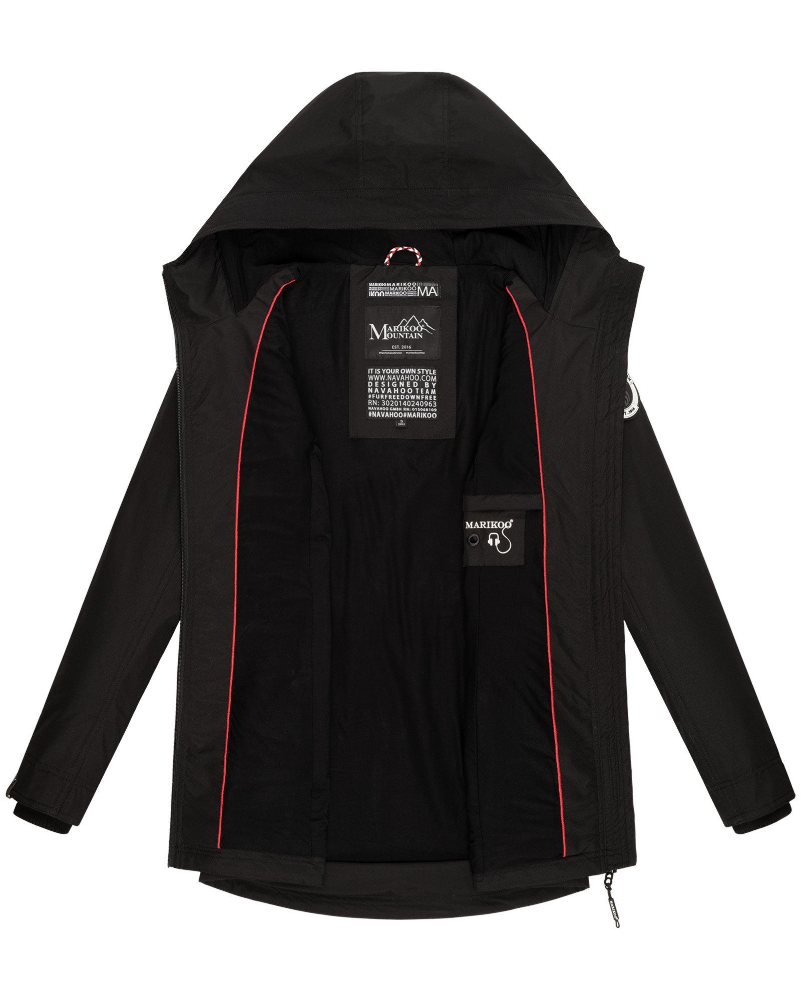 Marikoo Outdoorjacke Honigbeere sportliche Übergangsjacke mit Kapuze