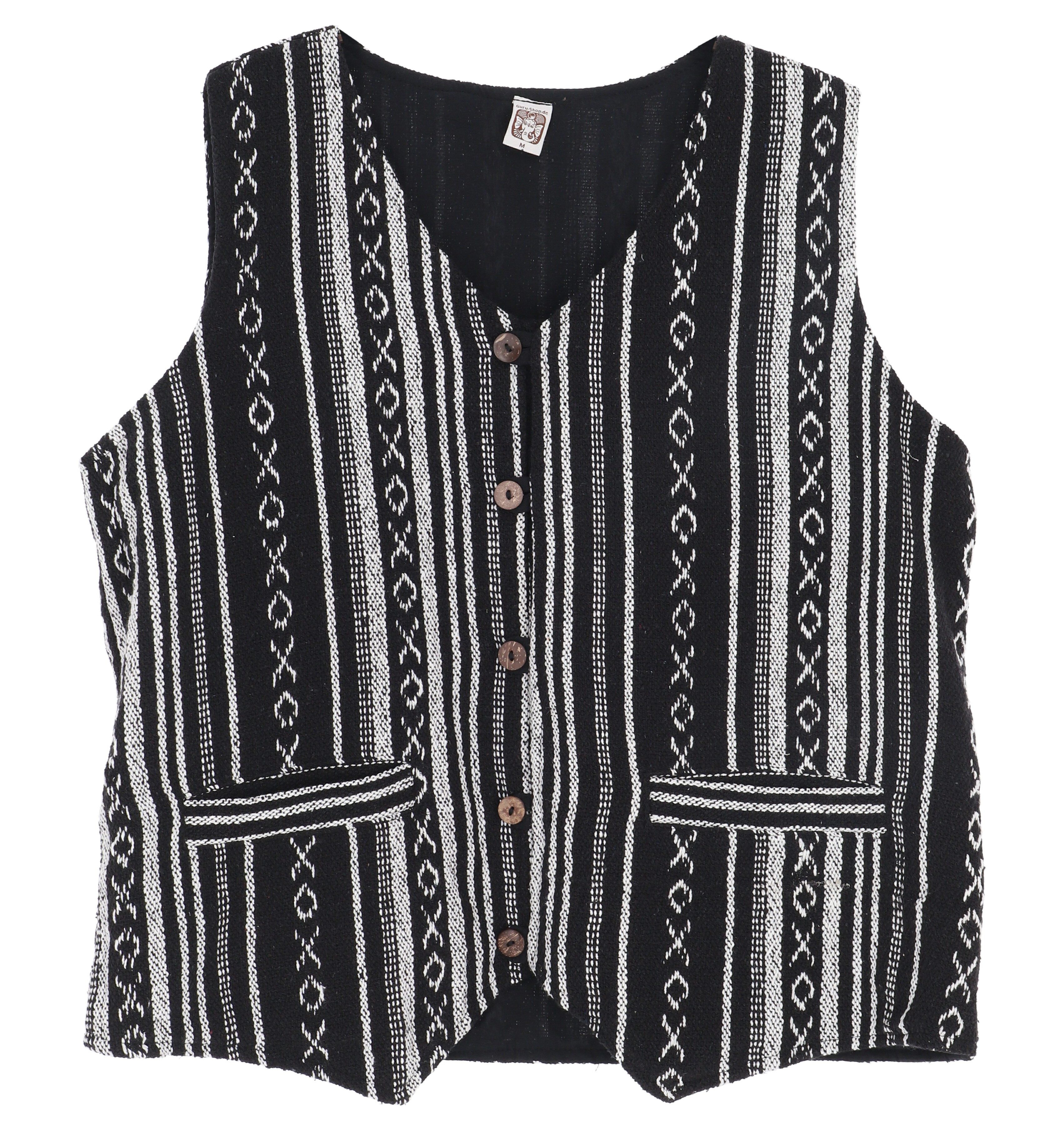 Guru-Shop Strickjacke Goaweste, alternative Herren Weste - schwarz alternative Bekleidung