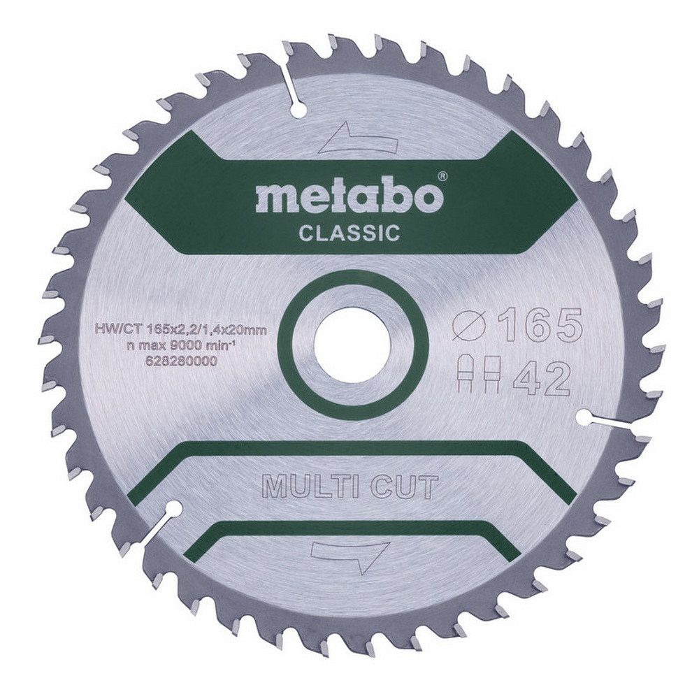 metabo Kreissägeblatt, "multi cut - classic", 165 x 20 mm, Zähnezahl 42, Flach-/Trapezzahn 5°