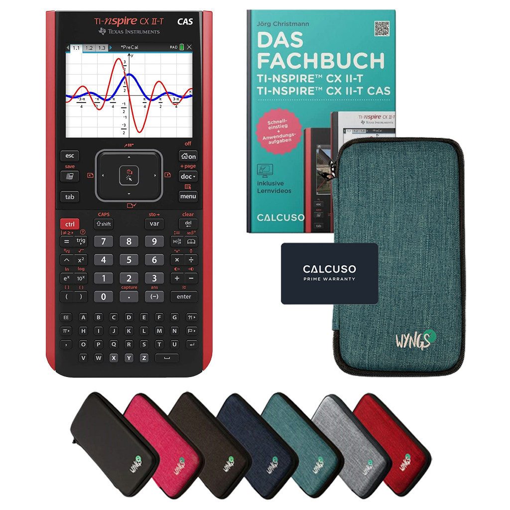 Texas Instruments Taschenrechner TI-Nspire CX II-T CAS inkl. Schutztasche Türkis & Fachbuch (160 S)