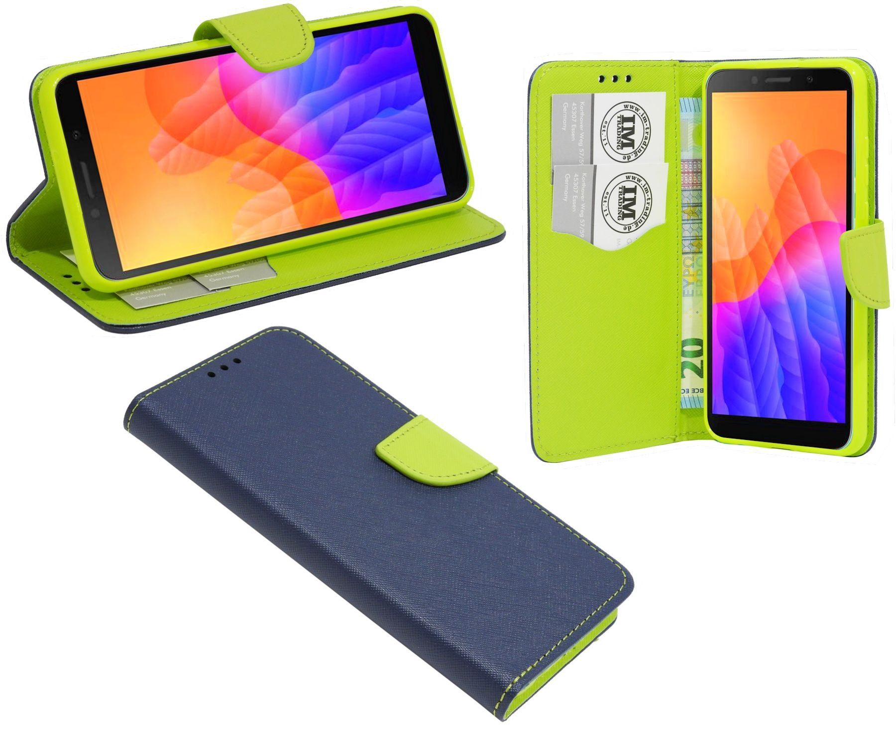 cofi1453 Handyhülle Hülle Tasche für Huawei Y5P, Kunstleder Schutzhülle Handy Wallet Case Cover mit Kartenfächern, Stan