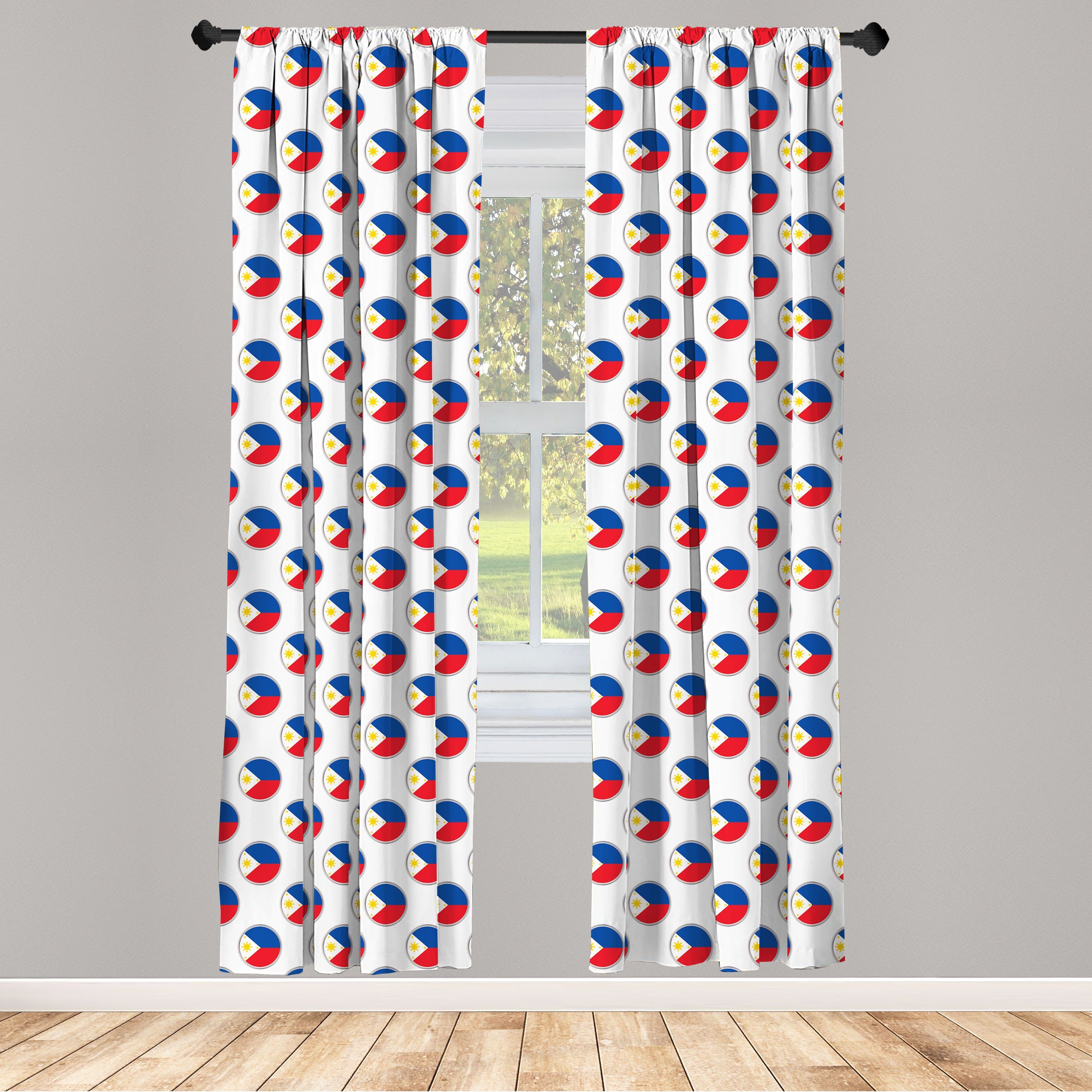 Gardine Vorhang für Wohnzimmer Schlafzimmer Dekor, Abakuhaus, Microfaser, philippi~~POS=TRUNC Kreise mit Flagge