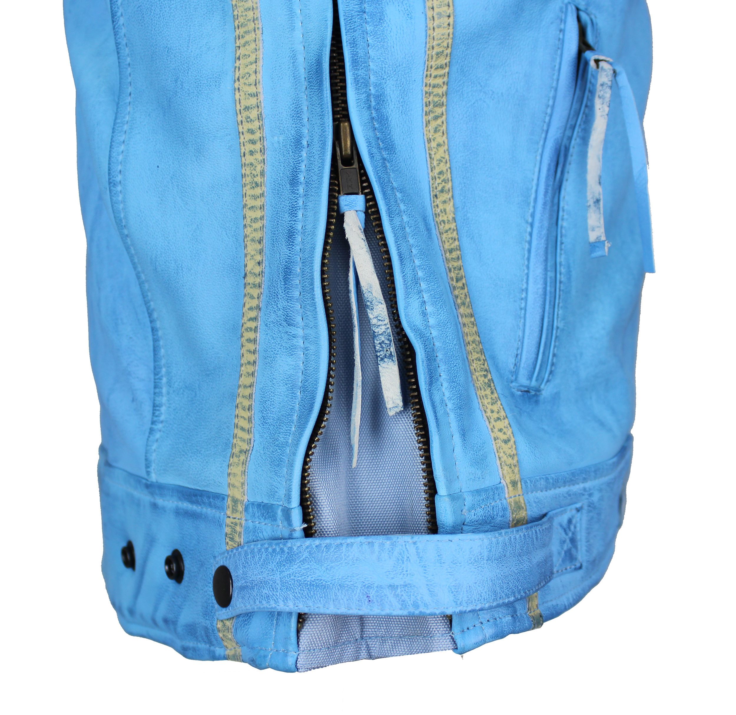 Alpha Speeds Motorradjacke Herren Leder Jacke Biker Freizeit Highway Jacke Blau (Trennbare Innenjacke + Kapuze) aus weichem Lammleder, mit herausnehmbare Protek – Bild 5 von 5