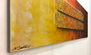WandbilderXXL XXL-Wandbild Golden Afterglow 210 x 70 cm, Abstraktes Gemälde, handgemaltes Unikat