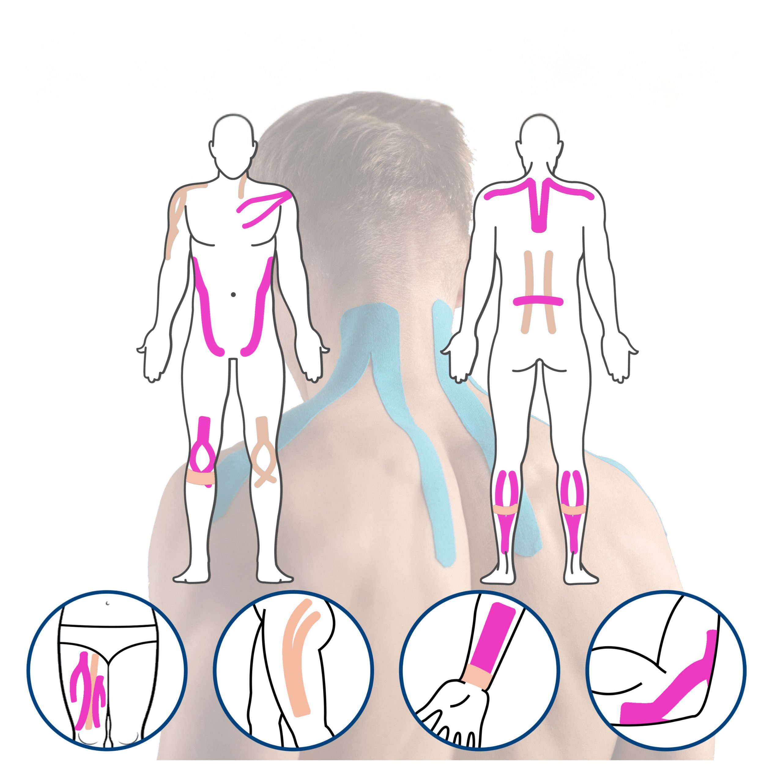 Axion Kinesiologie-Tape Precut Kinesiologie Tape 2er Set Beige und Pink (50-St) MEDIZINPRODUKT