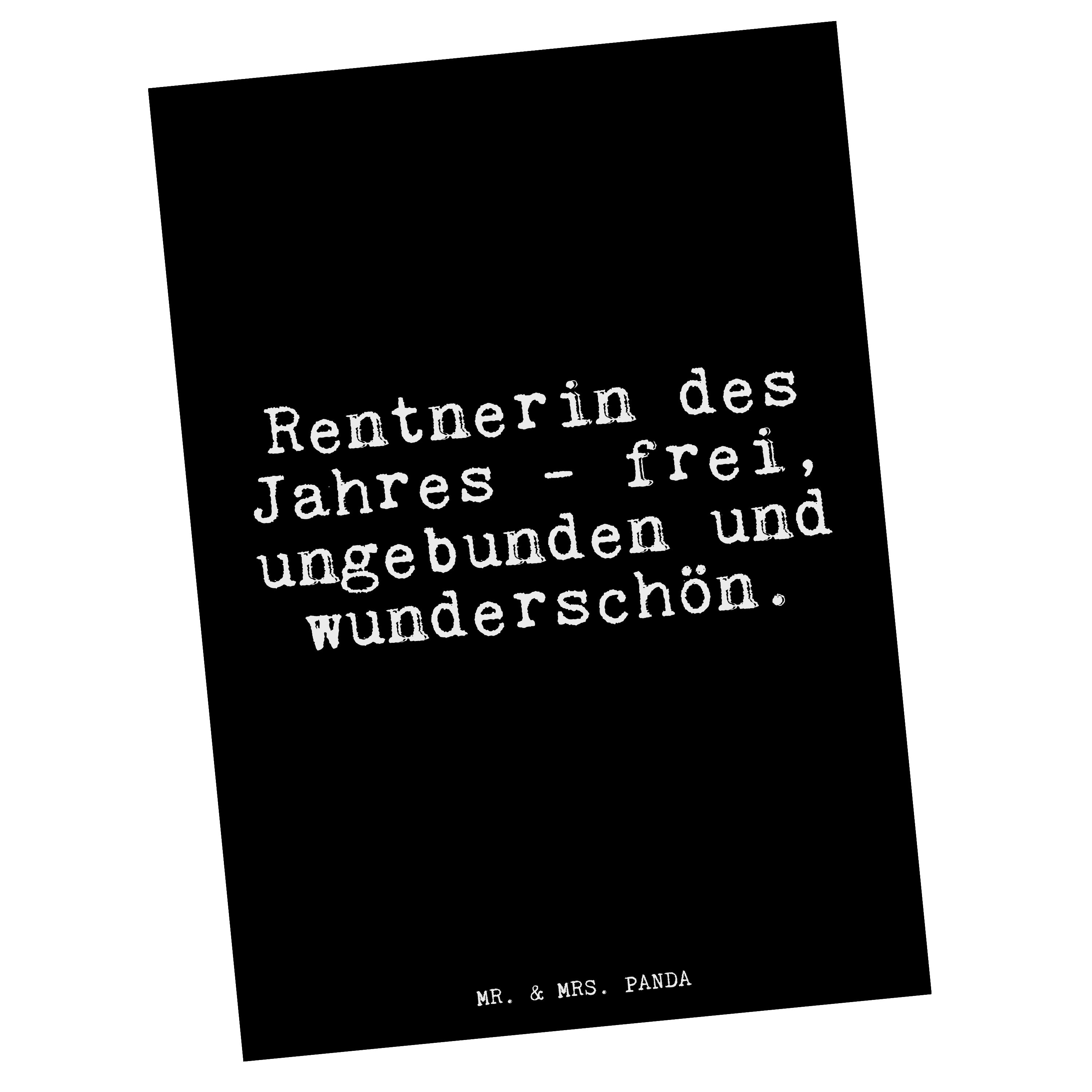 Mr. & Mrs. Panda Postkarte Rentnerin des Jahres -... - Schwarz - Geschenk, Pensionierung, Karte