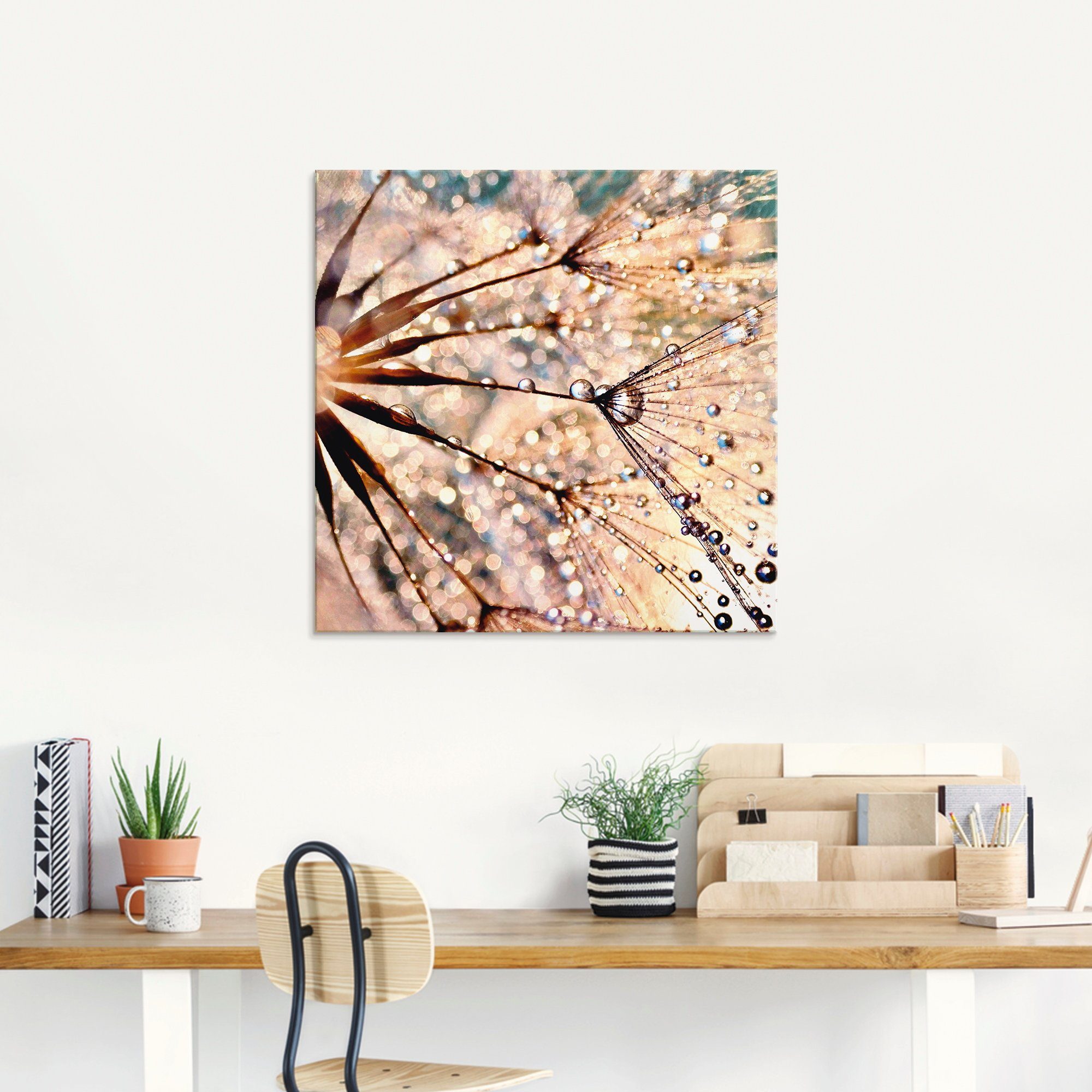 Artland Glasbild Pusteblume - Kisses from rain, Blumen (1 St), in verschiedenen Größen