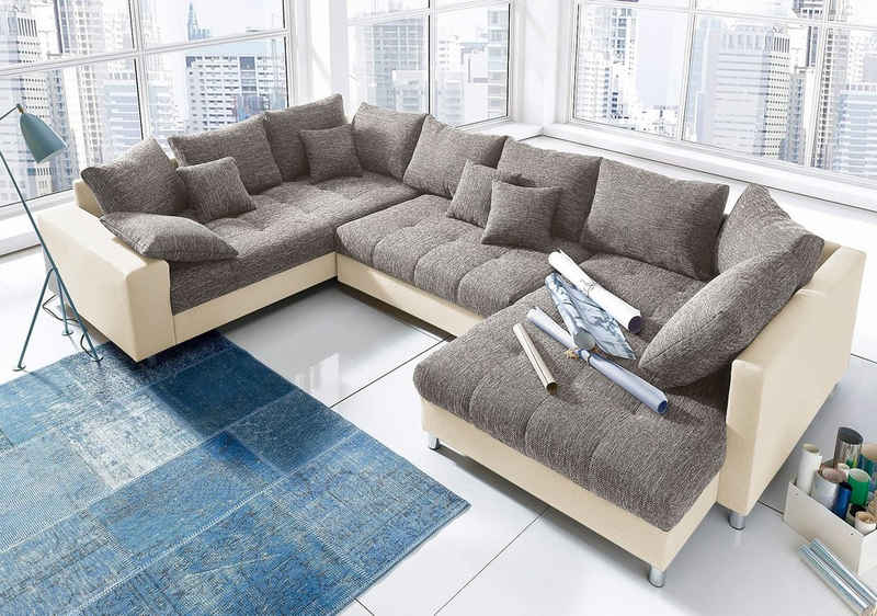 Mr. Couch Wohnlandschaft Tobi U-Form, wahlweise mit Kaltschaum (140kg Belastung/Sitz) und RGB-Beleuchtung