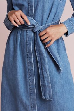 Next Jeanskleid Midi-Hemdkleid aus Denim mit Gürtel und Puffärmeln (1-tlg)