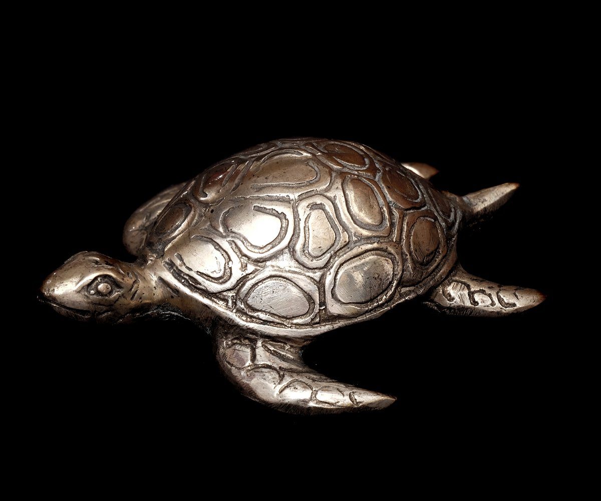 Brillibrum Dekofigur Schildkröte Deko Metallfigur Silber Schildkröten Tierfigur versilbert Skulptur Landschildkröte