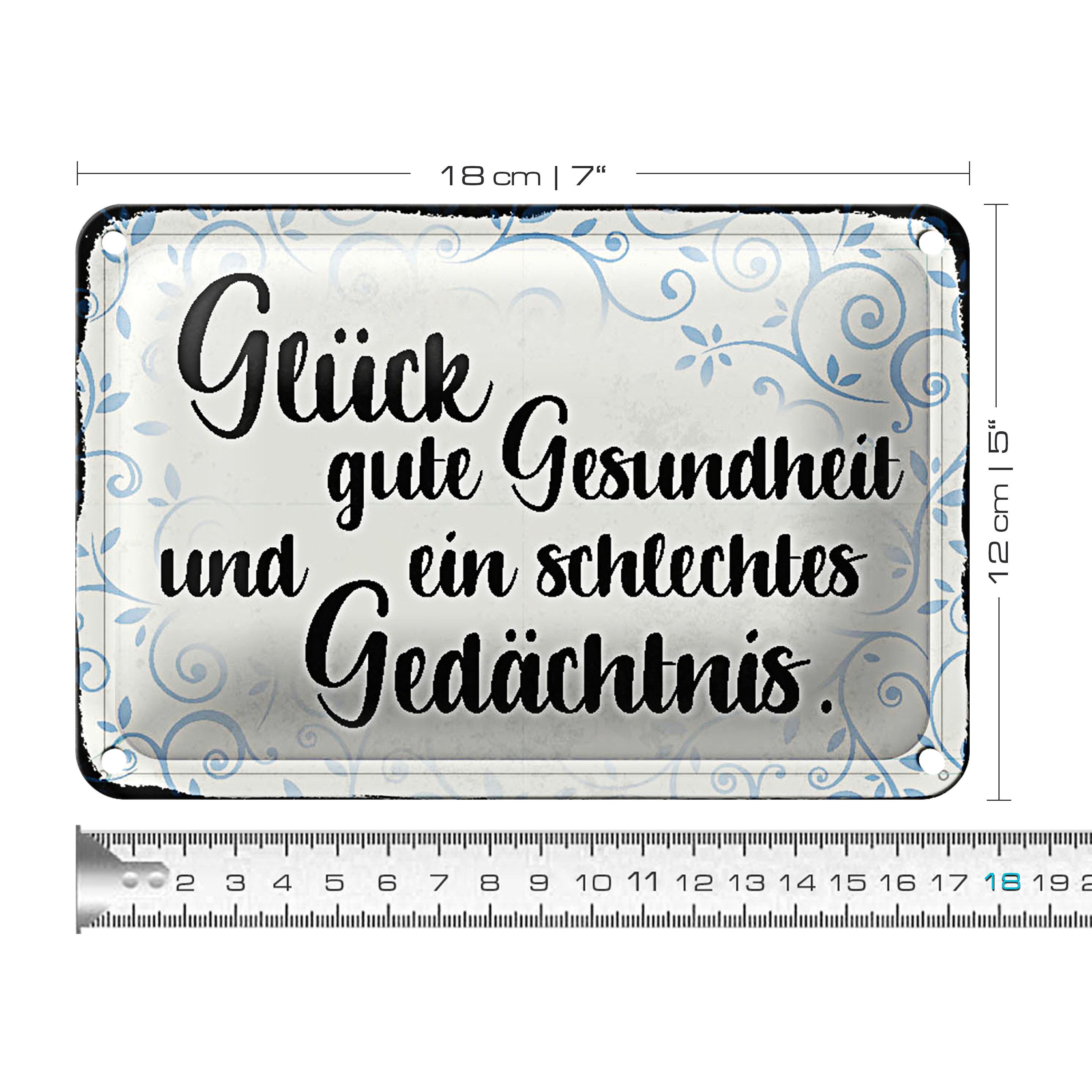 Roomando Metallschild Spruch 18x12cm Glück gute Gesundheit