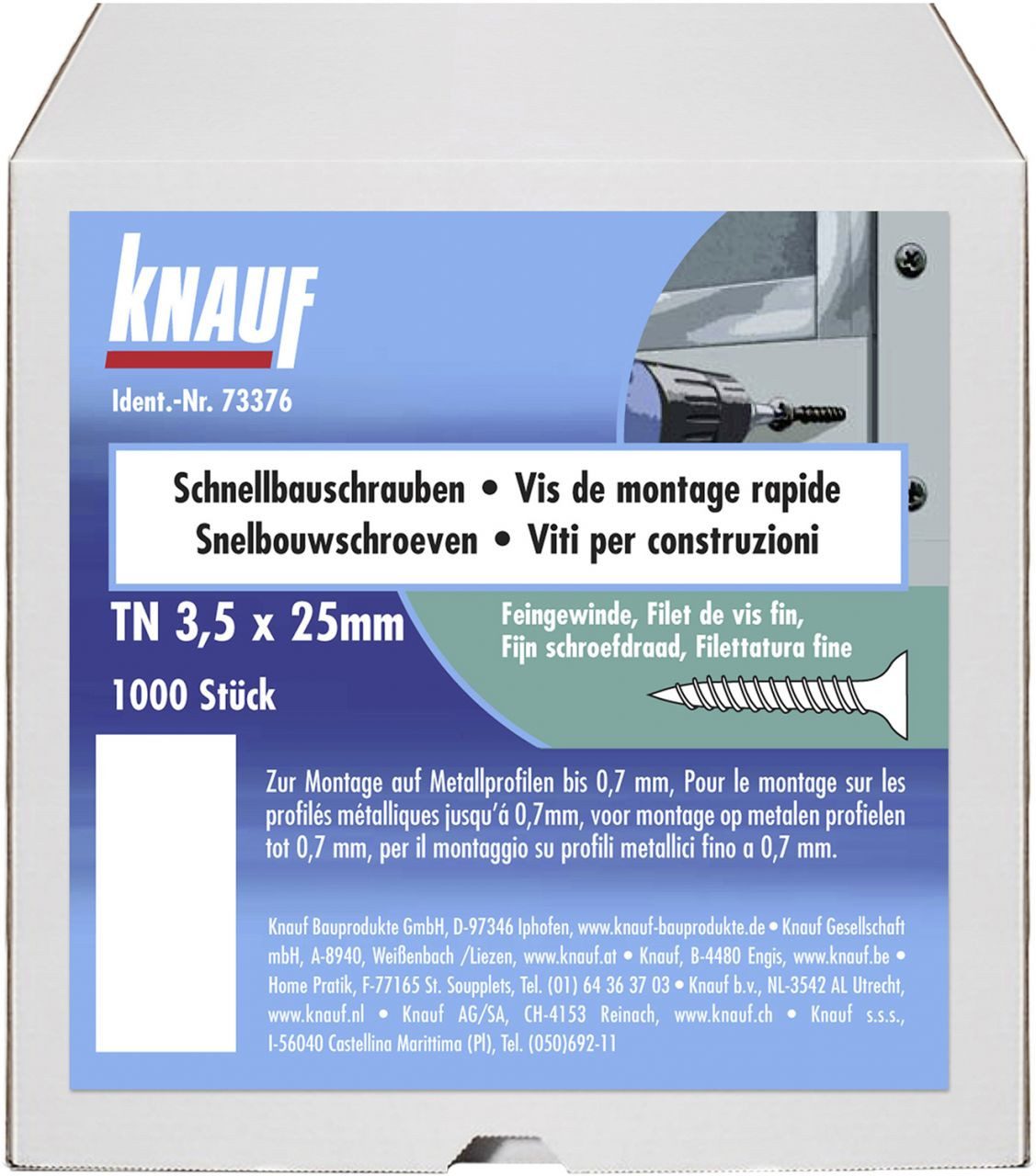 KNAUF Trockenbauschrauber Knauf Schnellbauschrauben 3,5 x 25 mm, PH 1, 1000 – Bild 2 von 4