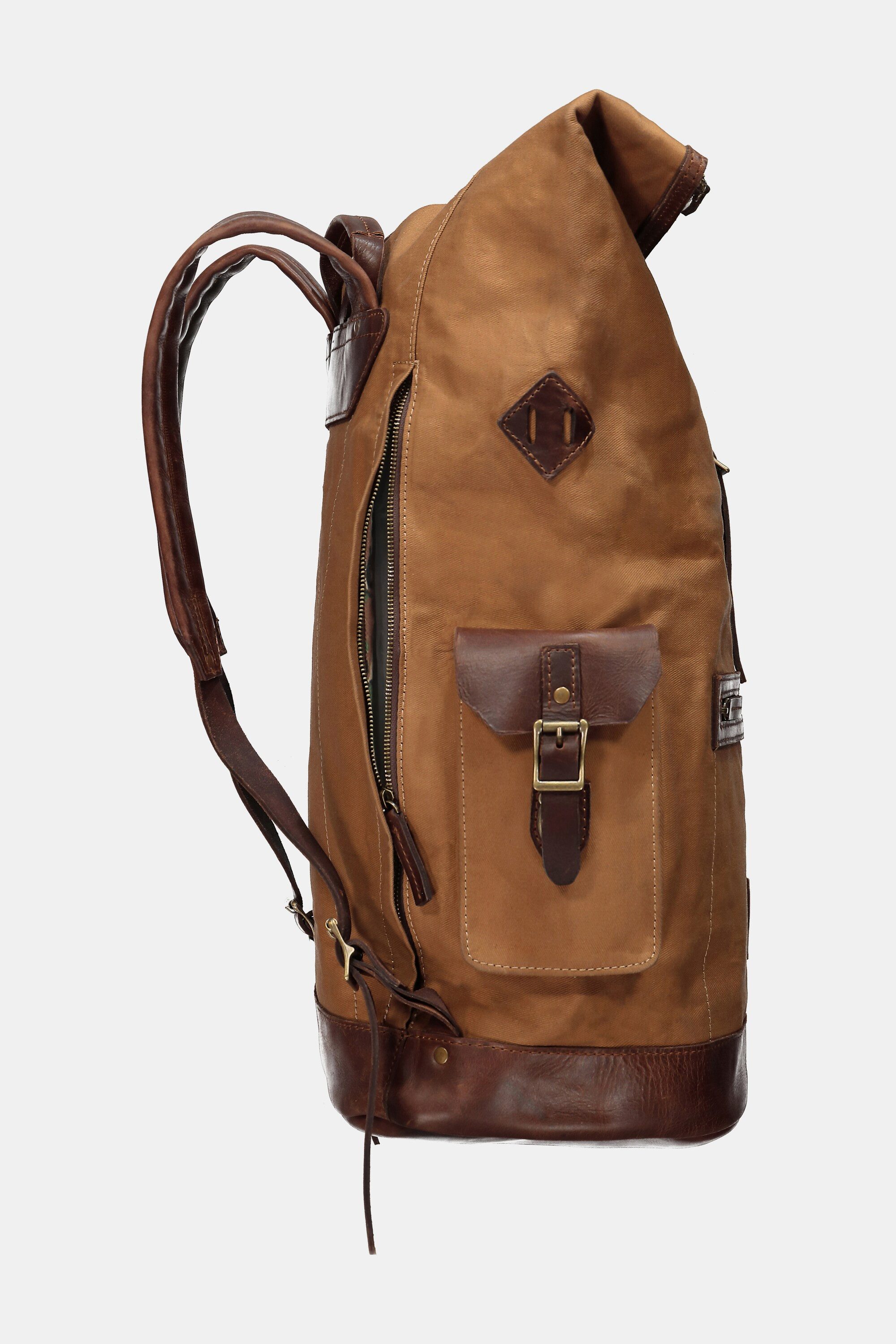 JP1880 Fleecehandschuhe Rucksack aus gewachstem Canvas und und Sattelleder – Bild 4 von 5